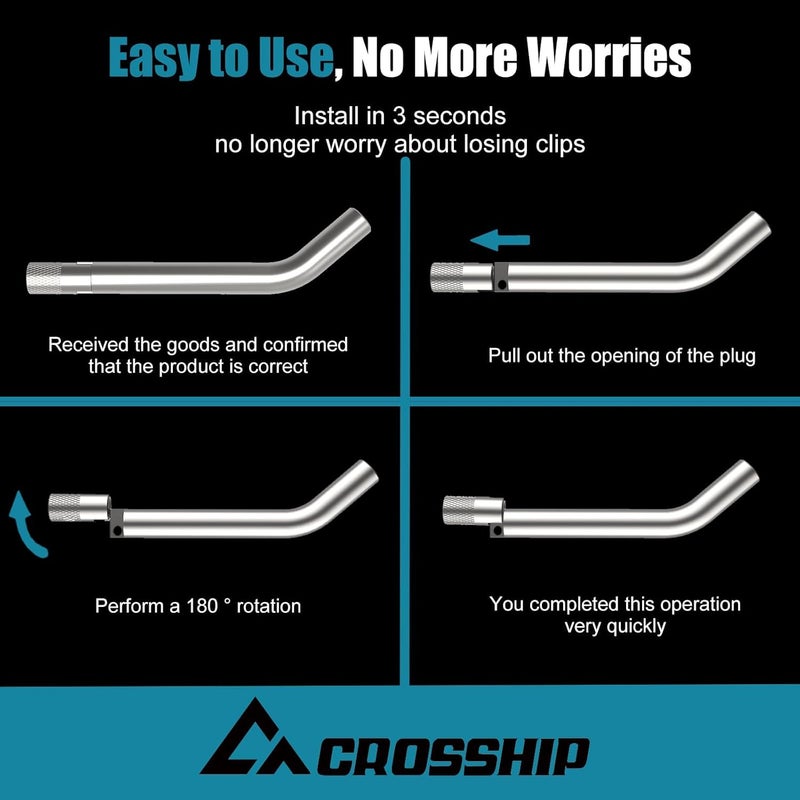 CROSSHIP 5/8-Inch Trailer Hitch Pin - No Clips Required - Lock Hitch Pin with Chrome Steel Pivot - Fits 2, 2-1/2 or 3-Inch Receiver, for B&W, Rhino, Curt Trailer Hitches Tow Replacement Pins - Image 3